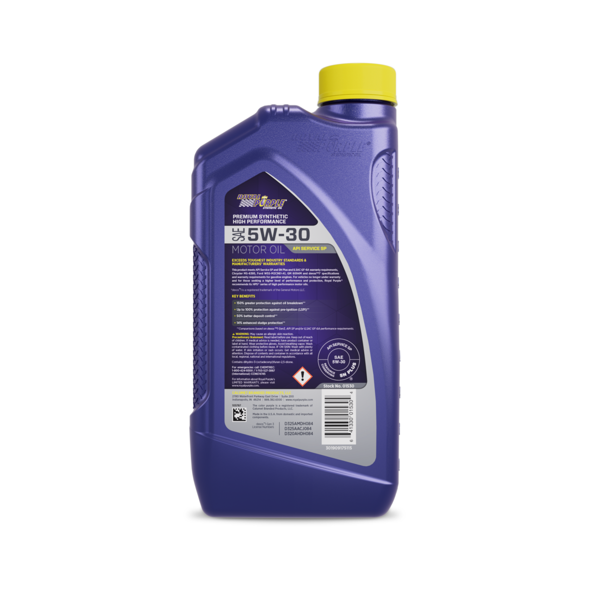 Royal Purple 1qt Api 5w 30 Back 3000 Lowres Transparent 01530